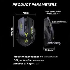 Chuột Không Dây Gaming Bluetooth BAK59 - Sạc Pin, Kết Nối 2.4G, DPI Điều Chỉnh, May Tính Chạy Im Lặng Dành Cho Game Thủ