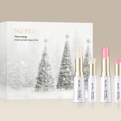 Set Son Dưỡng SUM37 Time Energy Moist Lip Balm Giáng Sinh - Bộ 4 Thỏi Chống Nắng và Dưỡng Ẩm Môi Mềm Mịn, Tự Nhiên, Sang Trọng