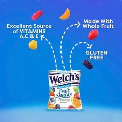 Kẹo Dẻo Welch's Mixed Fruit - Thùng Lớn 90 Gói, Ngon Ngọt, Giàu Vitamin C, Hương Trái Cây Tự Nhiên, An Toàn Cho Bé