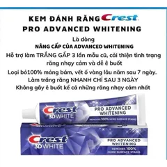 (HÀNG CHÍNH HÃNG MỸ)KEM ĐÁNH RĂNG CREST 3D WHITE ADVANCED  147g MỸ