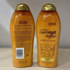 Sữa Tắm OGX Body Scrub Wash Không Chứa Sulfate - Dưỡng Ẩm Da Với Cà Phê & Nước Hoa Hồng 577ML
