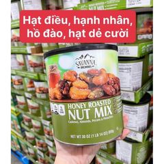 Hạt Hỗn Hợp Tẩm Mật Ong Savanna 850g - Hạt Điều, Hạt Hạnh Nhân, Hạt Dẻ, Hạt Hồ Đào - Snack Lành Mạnh Tốt Cho Giảm Cân