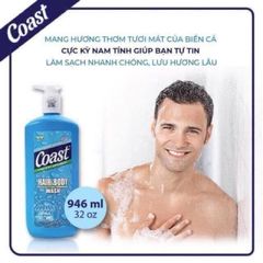 Sữa tắm gội 2-in-1 Coast Classic 946ml cho nam - Hương thơm quyến rũ, sạch tóc và da, hàng Mỹ