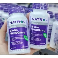 Viên Uống Hỗ Trợ Mọc Tóc Biotin 10000mcg Natrol Beauty Chính Hãng - Giúp Tóc Đẹp, Chắc Khỏe, Ngăn Rụng Tóc 100 Viên