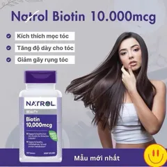 Viên Uống Hỗ Trợ Mọc Tóc Biotin 10000mcg Natrol Beauty Chính Hãng - Giúp Tóc Đẹp, Chắc Khỏe, Ngăn Rụng Tóc 100 Viên