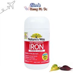 Viên Uống Bổ Sung Sắt, Vitamin C & B12 – Nature's Way High Strength Iron (30 Viên) – Hỗ Trợ Sức Khỏe và Tăng Cường Năng Lượng