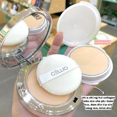 Phấn phủ Cellio EX Collagen Two-way #21 - Trắng sáng tự nhiên, mịn nhẹ, trang điểm lâu trôi, sản phẩm Hàn Quốc cho làn da hoàn hảo