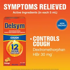 Siro Ho Delsym 12 Giờ Giảm Ho Ban Ngày và Ban Đêm 148ml Vị Cam Cho Người Lớn và Trẻ Em Từ 4 Tuổi