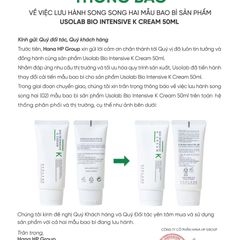 Kem Dưỡng Usolab Bio Intensive K Cream 50ml - Phục Hồi, Làm Dịu Da Nhạy Cảm, Dưỡng Ẩm Sâu, Chăm Sóc Da Tổn Thương nhiễm cort