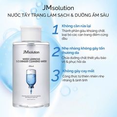 Nước Tẩy Trang JMsoultion Hyaluronic Black 500ml - Dưỡng Ẩm, Làm Sạch Dịu Nhẹ, Phù Hợp Mọi Loại Da, Không Gây Kích Ứng