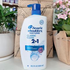Dầu gội xả Head & Shoulders Classic Clean 2in1 835ml - Giảm gàu hiệu quả, mát da đầu, dễ sử dụng cho mọi loại tóc