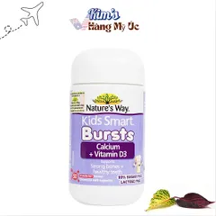 Viên nhai bổ sung Canxi + Vitamin D3 chó bé, giúp xương và răng chắc khỏe - Nature's Way Kids Smart Calcium + Vitamin D3 Bursts (50 viên) 408002
