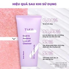 Sữa Rửa Mặt Tia'm Snail & Azulene Low PH 200ml - Làm Sạch Dịu Nhẹ, Cung Cấp Độ Ẩm Cho Da Nhạy Cảm, Dịch Lọc Ốc Sên Chống Oxy Hóa