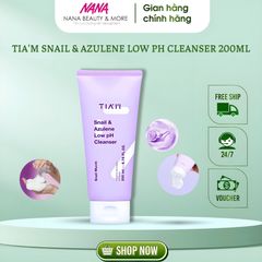 Sữa Rửa Mặt Tia'm Snail & Azulene Low PH 200ml - Làm Sạch Dịu Nhẹ, Cung Cấp Độ Ẩm Cho Da Nhạy Cảm, Dịch Lọc Ốc Sên Chống Oxy Hóa