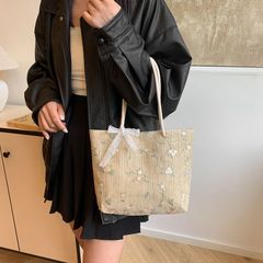 Túi Cói Vintage Đi Biển Đeo Vai Thời Trang Nữ - Túi Tote Có Khóa Bấm Tiện Lợi Size Lớn - Phong Cách Du Lịch Cổ Điển
