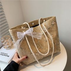 Túi Cói Vintage Đi Biển Đeo Vai Thời Trang Nữ - Túi Tote Có Khóa Bấm Tiện Lợi Size Lớn - Phong Cách Du Lịch Cổ Điển