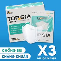 Khẩu Trang Cao Cấp 5D TOPGIA - Chống Tia UV, Ngăn Ngừa Bụi Mịn, Thoáng Khí, Kháng Khuẩn An Toàn, Thiết Kế Ôm Khít Mặt