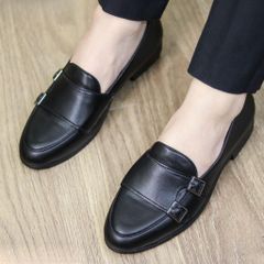 Giày lười nam DAVINCIA Monk Strap - Giày da PU cao cấp đi tiệc, đế cao su chống trượt, thiết kế trẻ trung, sang trọng G66