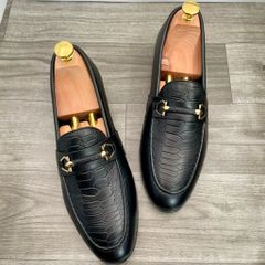 Giày sục nam DAVINCIA cao cấp - Da đà điểu họa tiết độc đáo, đế cao su chống trơn, thoáng chân, phong cách công sở và dạo phố