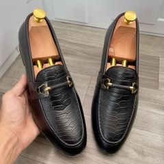Giày sục nam DAVINCIA cao cấp - Da đà điểu họa tiết độc đáo, đế cao su chống trơn, thoáng chân, phong cách công sở và dạo phố