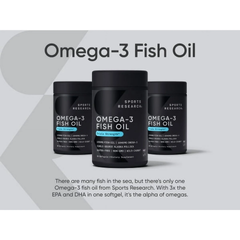 Thực Phẩm Bổ Sung Dầu Cá Omega-3 Triple Strength Sports Research 150 Viên - Hỗ Trợ Tim Mạch, Trí Não, Thị Lực, Nhập Khẩu Mỹ