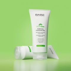 Sữa Rửa Mặt Babe Stop Akn 200ml - Gel Làm Sạch Da Nhạy Cảm, Ngăn Ngừa Mụn, Chiết Xuất Thiên Nhiên, Dưỡng Ẩm, Phù Hợp Mọi Loại Da