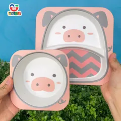 Khay Ăn Dặm Cho Bé Lợn Piggy - Bộ Bát Tăm Tre An Toàn, Thân Thiện Môi Trường, Quà Tặng Ý Nghĩa Cho Trẻ Nhỏ