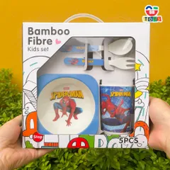 Khay Ăn Dặm Spider Man Người Nhện - Bộ Bát Tăm Tre An Toàn Cho Bé, Quà Tặng Sinh Nhật Thú Vị