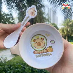 Set Bát Ăn Cơm Capybara Cho Bé - Chất Liệu Nhựa Melamine Cao Cấp, Dễ Dàng Vệ Sinh, Hình Ảnh Nhân Vật Dễ Thương