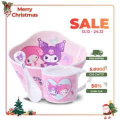 Bộ bát ăn dặm Kuromi & Melody cho bé - Đồ dùng tập ăn dễ thương, chất liệu an toàn, thiết kế nhỏ gọn, nhiều màu sắc hấp dẫn