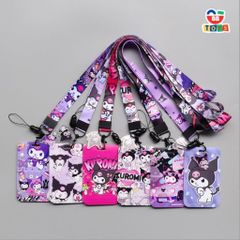 Dây Đeo Thẻ Kuromi Cho Học Sinh/Sinh Viên Kèm Bao Đựng Thẻ PVC Bền Chắc - Phụ Kiện Đáng Yêu Cho Fan Kuromi