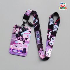 Dây Đeo Thẻ Kuromi Cho Học Sinh/Sinh Viên Kèm Bao Đựng Thẻ PVC Bền Chắc - Phụ Kiện Đáng Yêu Cho Fan Kuromi