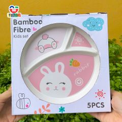 Khay Ăn Dặm Hình Thỏ Con Cho Bé - Bộ Bát Tăm Tre An Toàn, Thân Thiện Môi Trường - Quà Tặng Sinh Nhật Tuyệt Vời