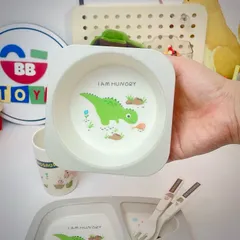 Bộ Khay Ăn Dặm Dành Cho Bé Hình Khủng Long - Bát Tăm Tre An Toàn, Thân Thiện Môi Trường, Quà Tặng Sinh Nhật Thú Vị