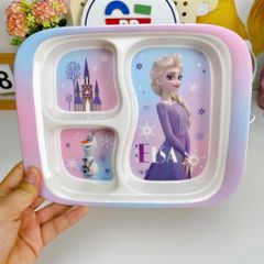 Bộ Dụng Cụ Ăn Dặm Cho Bé Elsa Nhựa Melamine - Khay 3 Ngăn, Bát, Cốc Uống, Đồ Dùng Ăn Uống Cho Trẻ Em Yêu Thích Disney