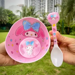 Bát Ăn Dặm Melody Kuromi Cho Bé Gái - Bát Nhựa Melamine An Toàn, Dễ Thương, Quà Tặng Đặc Biệt Cho Bé