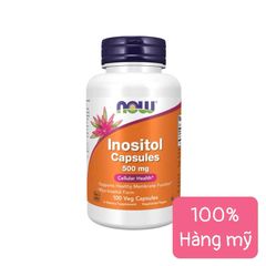 Viên nang NOW Inositol 500mg 100 viên - Hỗ trợ sức khỏe thần kinh & cân bằng nội tiết, hàng Mỹ chất lượng cao