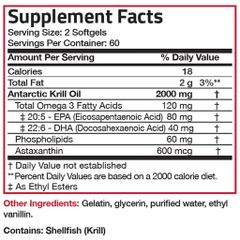 Dầu nhuyễn thể Krill Oil Omega 3 EPA DHA Organic 2000mg - 120 Viên Mỹ - Hỗ Trợ Mắt Khỏe, Tim Mạch Mạnh Mẽ, Ngăn Ngừa Lão Hóa