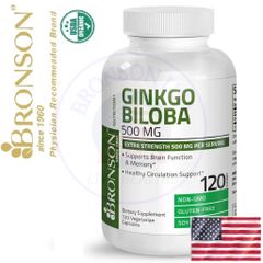Vitamin Organic Ginkgo Biloba 500mg - 120 Viên Bổ Não, Tăng Cường Trí Nhớ, Hỗ Trợ Tuần Hoàn Máu Não - Chất Lượng Mỹ