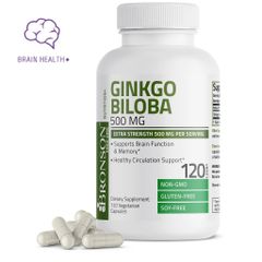 Vitamin Organic Ginkgo Biloba 500mg - 120 Viên Bổ Não, Tăng Cường Trí Nhớ, Hỗ Trợ Tuần Hoàn Máu Não - Chất Lượng Mỹ