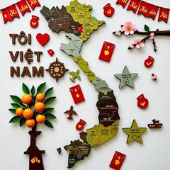 Bản Đồ Gỗ Việt Nam In UV Sắc Nét - Trang Trí Sang Trọng Thể Hiện 34 Tỉnh Thành và Biển Đảo Hoàng Sa Trường Sa
