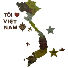 Bản Đồ Gỗ Việt Nam In UV Sắc Nét - Trang Trí Sang Trọng Thể Hiện 34 Tỉnh Thành và Biển Đảo Hoàng Sa Trường Sa
