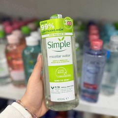 Nước Tẩy Trang Simple Micellar Cleansing Water 400ml - Dịu Nhẹ, Không Hương Liệu, Phù Hợp Cho Da Nhạy Cảm, Làm Sạch Hiệu Quả