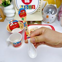 Bộ Dụng Cụ Ăn Uống Cho Bé McQueen Ô Tô Nhựa Melamine - Cốc, Bát, Thìa, Khay, An Toàn, Dễ Dàng Vệ Sinh, Quà Tặng Bé Yêu
