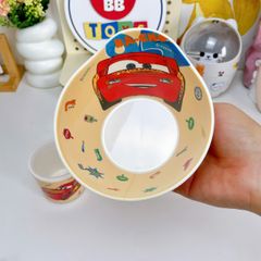 Bộ Dụng Cụ Ăn Uống Cho Bé McQueen Ô Tô Nhựa Melamine - Cốc, Bát, Thìa, Khay, An Toàn, Dễ Dàng Vệ Sinh, Quà Tặng Bé Yêu