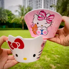 Bộ Bát Ăn Cơm Hello Kitty Dễ Thương cho Bé - Chất Liệu Melamine An Toàn, Thiết Kế Đáng Yêu và Tiện Dụng