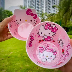 Bộ Bát Ăn Cơm Hello Kitty Dễ Thương cho Bé - Chất Liệu Melamine An Toàn, Thiết Kế Đáng Yêu và Tiện Dụng