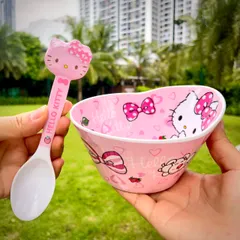 Bộ Bát Ăn Cơm Hello Kitty Dễ Thương cho Bé - Chất Liệu Melamine An Toàn, Thiết Kế Đáng Yêu và Tiện Dụng