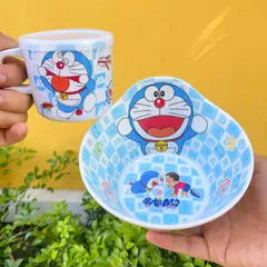 Bộ Set Bát Cốc Ly Nhựa Uống Nước Doraemon Cho Bé - Đồ Dùng Ăn Dặm An Toàn, Thiết Kế Ngộ Nghĩnh Cá Tính