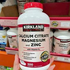 Viên Uống Kirkland Signature Calcium Citrate Magnesium và Zinc 500mg - Hỗ Trợ Xương Khớp và Tăng Cường Miễn Dịch